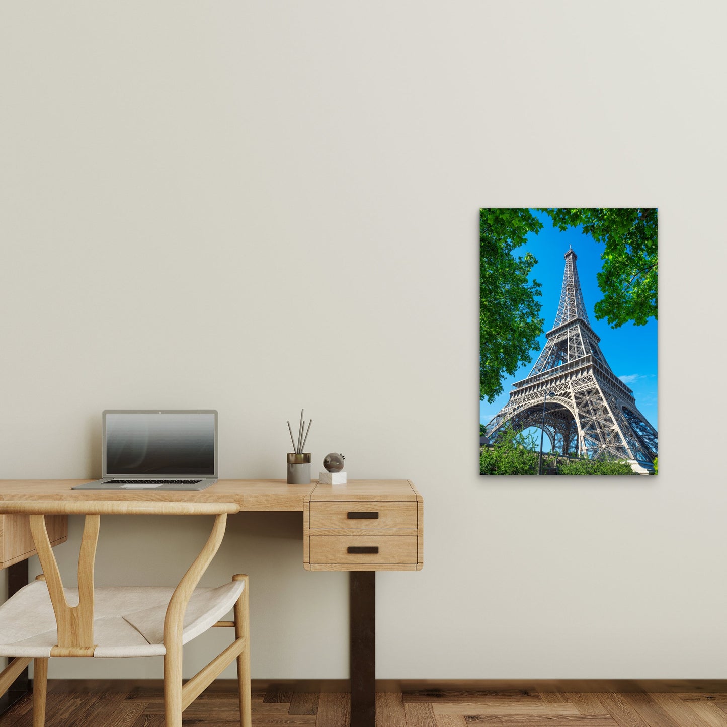 View Eiffel Tower Trees Paris 40x60cm Metal Print Ready to Hang