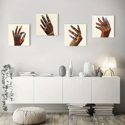 4pcs Black Female Hands BF   Wall Art Canvas Framed