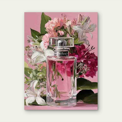 Light Pink Perfume Bottle Metal Print Ready to Hang