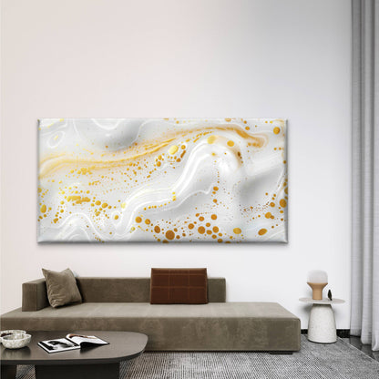 Abstract Design White and Gold Wall Art Canvas Office Home Room Framed 120x60cm