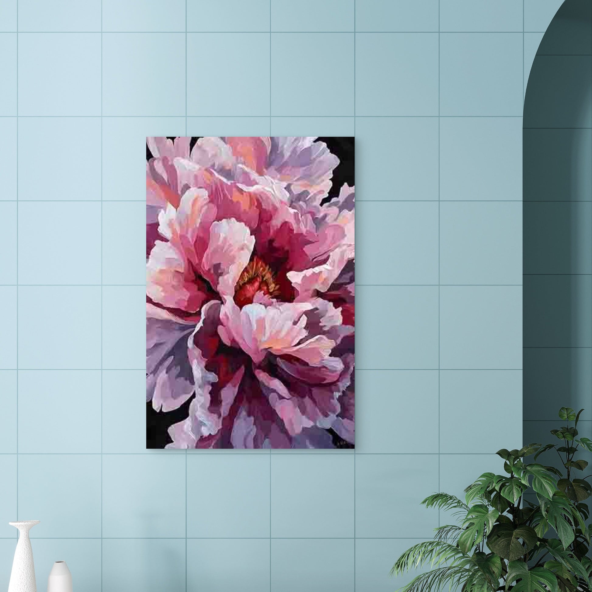 Vibrant Pink Peony 60x90cm Metal Print Ready to Hang - Bella Home Decor