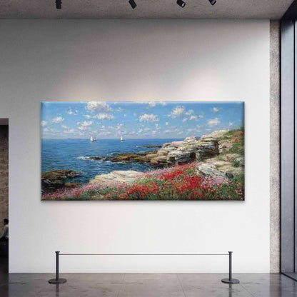 Minimalist Ocean Landscape Wall Art Canvas Office Home Room Framed 120x60cm - Bella Home Decor