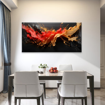 Midnight Passion Abstract Wave Wall Art Canvas Office Home Room Framed 120x60cm