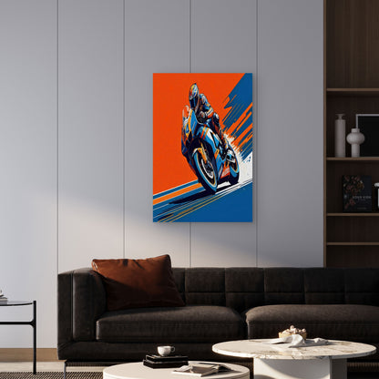 The Velocity Blast of a Superbike Racer 40x60cm Metal Print Ready to Hang