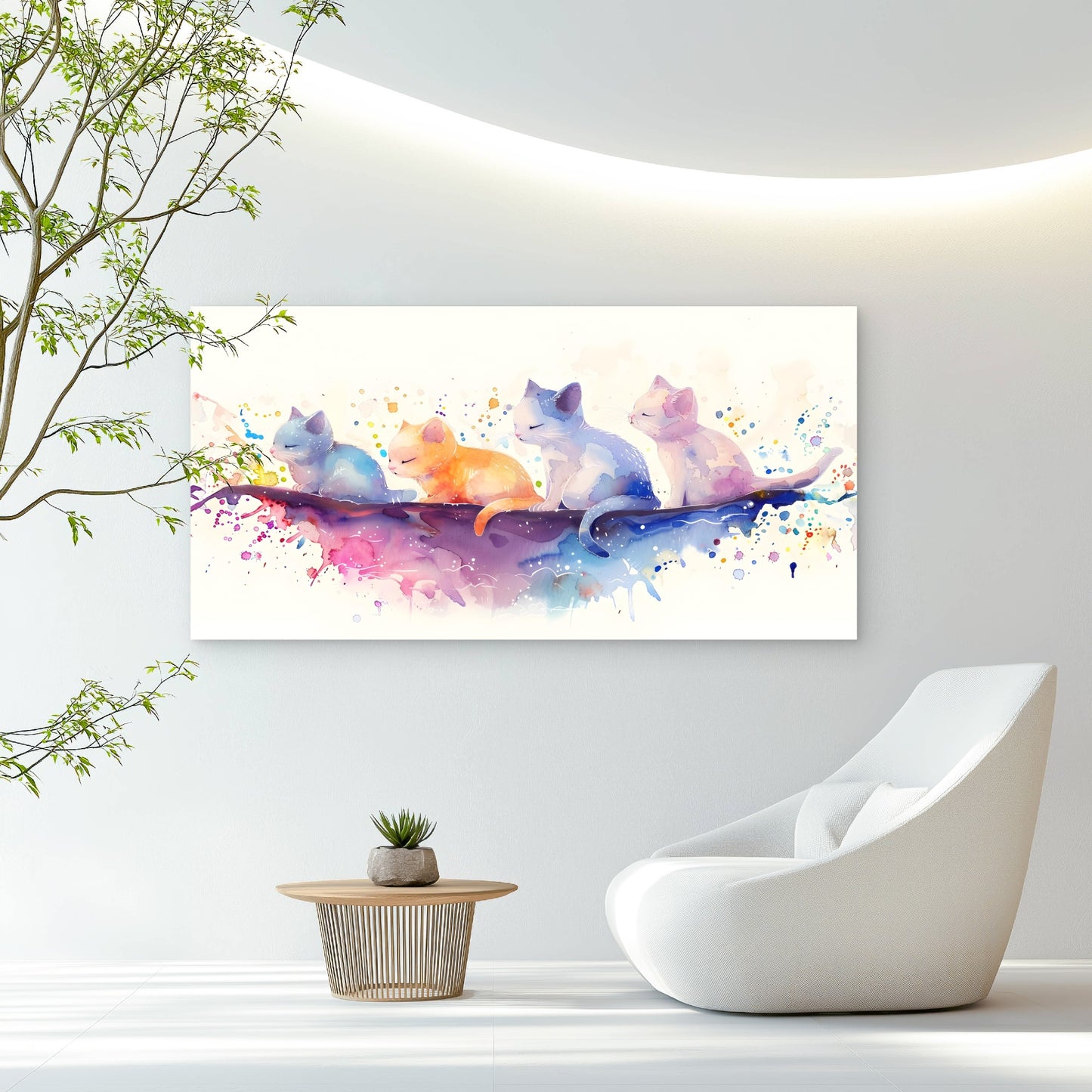 Colorful Dreams of Kittens Wall Art Canvas Office Home Room Framed 120x60cm - Bella Home Decor