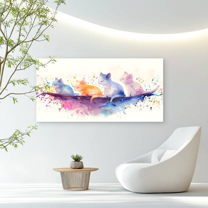 Colorful Dreams of Kittens Wall Art Canvas Office Home Room Framed 120x60cm - Bella Home Decor