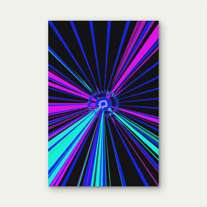 Digital Abstract with Neon Light Rays 40x60cm Metal Print Ready to Hang