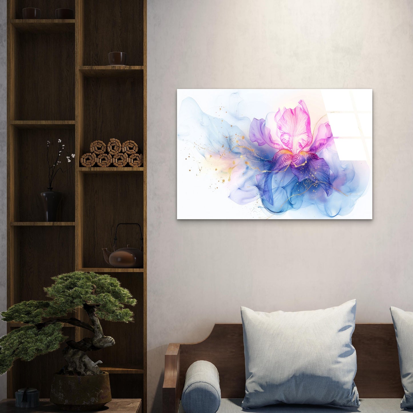 Purple Iris Ink Abstract Acrylic Glass Printing Wall Art Australian Made Quality