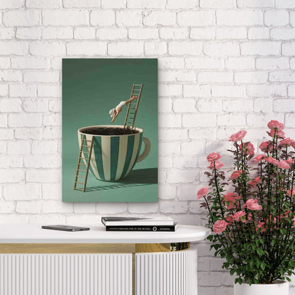 Diving Into a Coffee Cup 60x90cm Metal Print Ready to Hang - Bella Home Decor