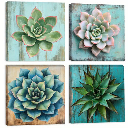 4pcs Green Aesthetic Wall Decor  Wall Art Canvas Framed