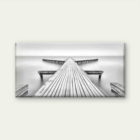 Wooden Pier Seascape Wall Art Canvas Office Home Room Framed 120x60cm