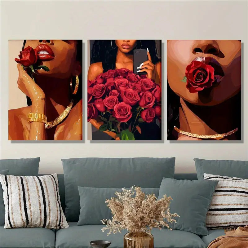 3pcs Plants And Flowers Feminine Art Metal Print Ready to Hang Art