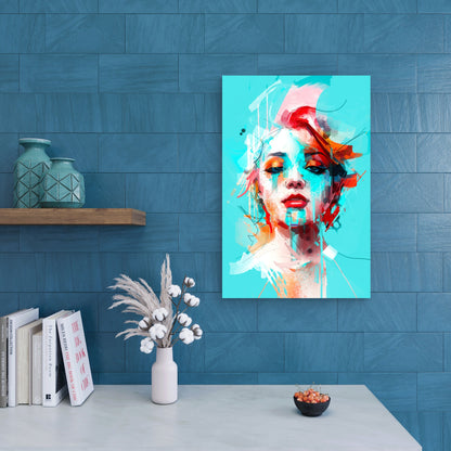 Contemporary Abstract Lady Graffiti 40x60cm Metal Print Ready to Hang