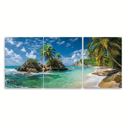 3pcs Tropical Caribbean Beach Metal Print Ready to Hang Art