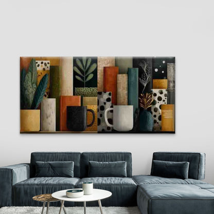 Bookshelf & Coffee Cup Abstract Wall Art Canvas Office Home Room Framed 120x60cm