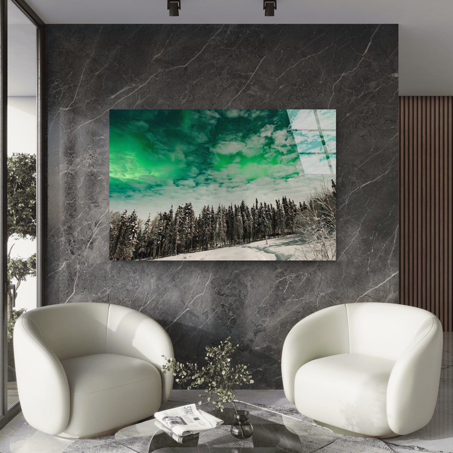 Snowy Pine Landscape Tempered Glass Printing Wall Art Australian Made Quality