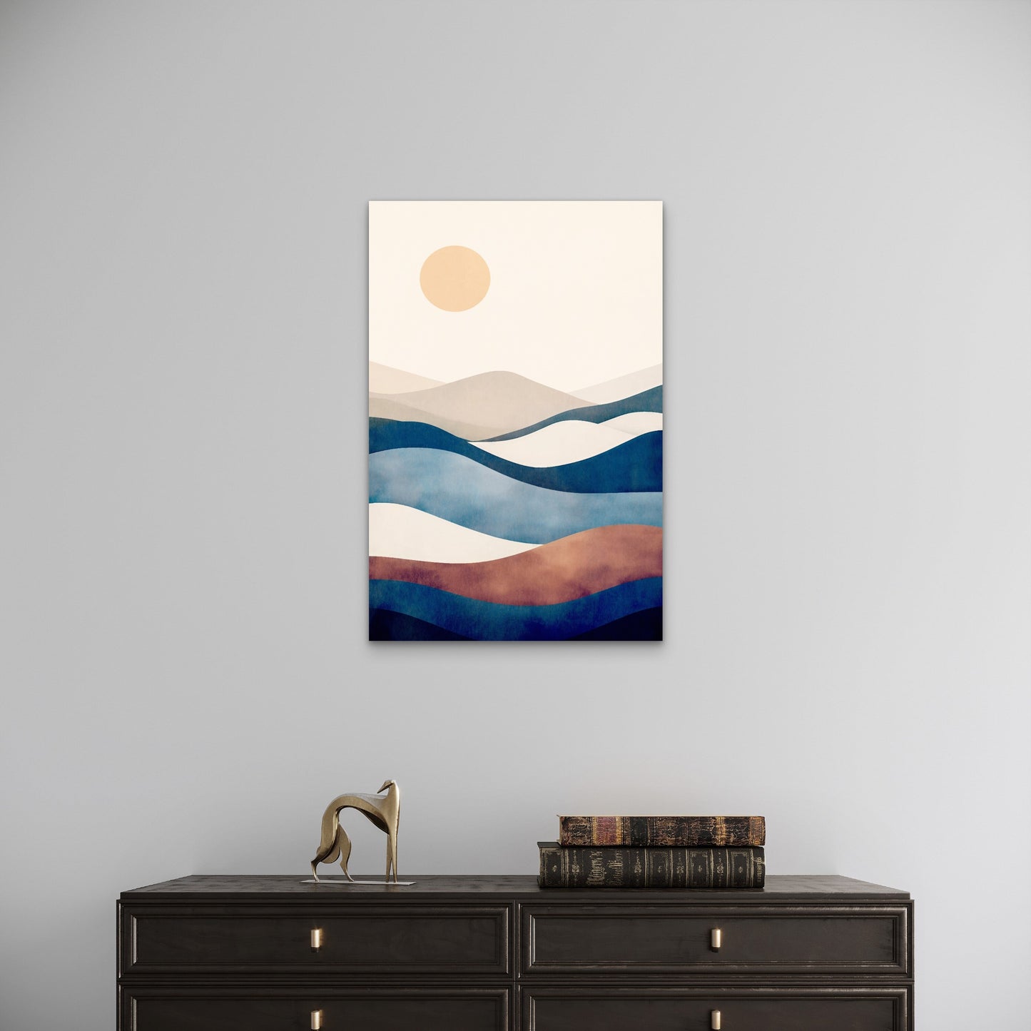 Abstract Boho Sun Wavy Rolling Hills Wave 40x60cm Metal Print Ready to Hang