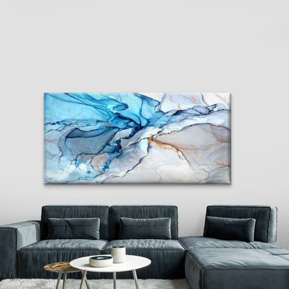 Abstract Blue Gray Beige Wall Art Canvas Office Home Room Framed 120x60cm