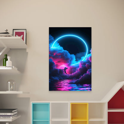 Vibrant Pink Blue Clouds Mirrored 60x90cm Metal Print Ready to Hang - Bella Home Decor