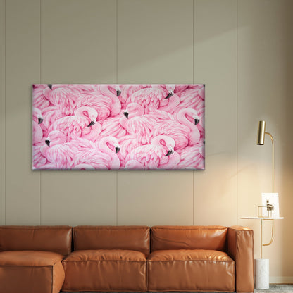 Pink Flamingos Pattern Exotic Wall Art Canvas Office Home Room Framed 120x60cm