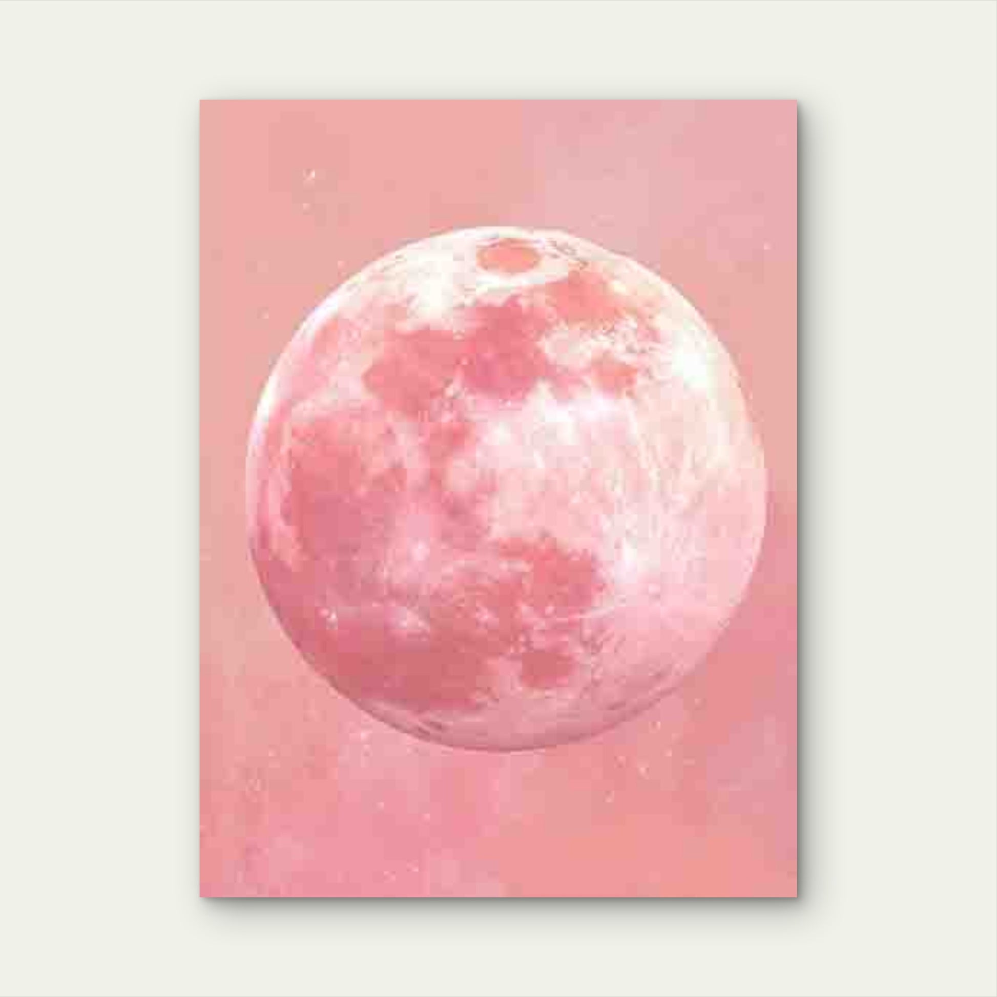 Soft Pink & Pastel Tones Watercolor Moon 60x90cm Metal Print Ready to Hang - Bella Home Decor