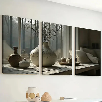 3pcs Ready to Hanging Art Natural Landscape Potted Art Wall Art Set Canvas Unframed - High Quality Print 100% Australian Made Wall Canvas
