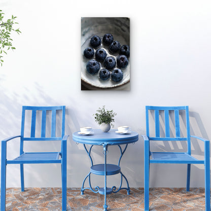 Fresh Blueberries Sitting In A Bowl With Water 40x60cm Metal Print Ready to Hang