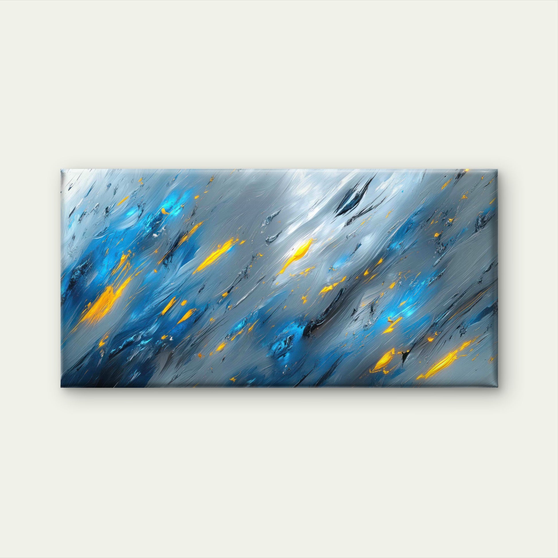 Aqueous Motion In Slate Wall Art Canvas Office Home Room Framed 120x60cm - Bella Home Decor