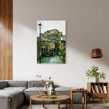 Edinburgh UK Beautiful Oil Paint Landscape 40x60cm Metal Print Ready to Hang