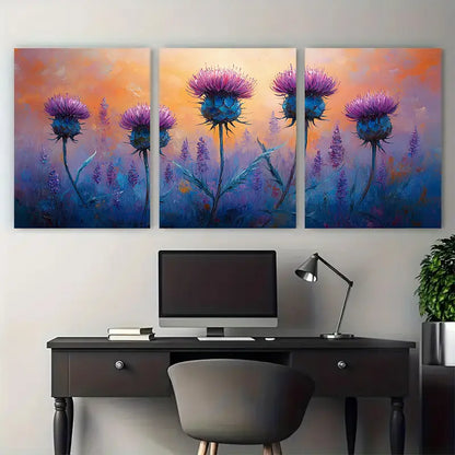 3pcs Flowers Impasto Original Canvas Metal Print Ready to Hang Art - Bella Home Decor