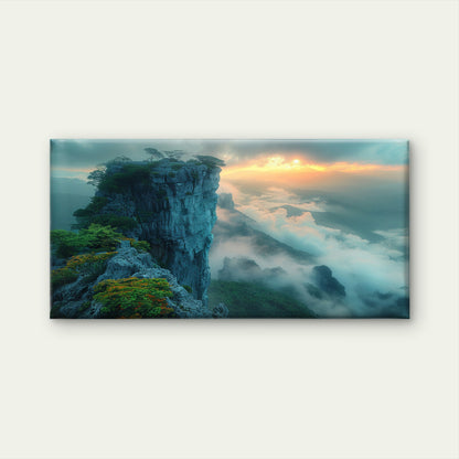 Mountain Cliff Edge View Wall Art Canvas Office Home Room Framed 120x60cm