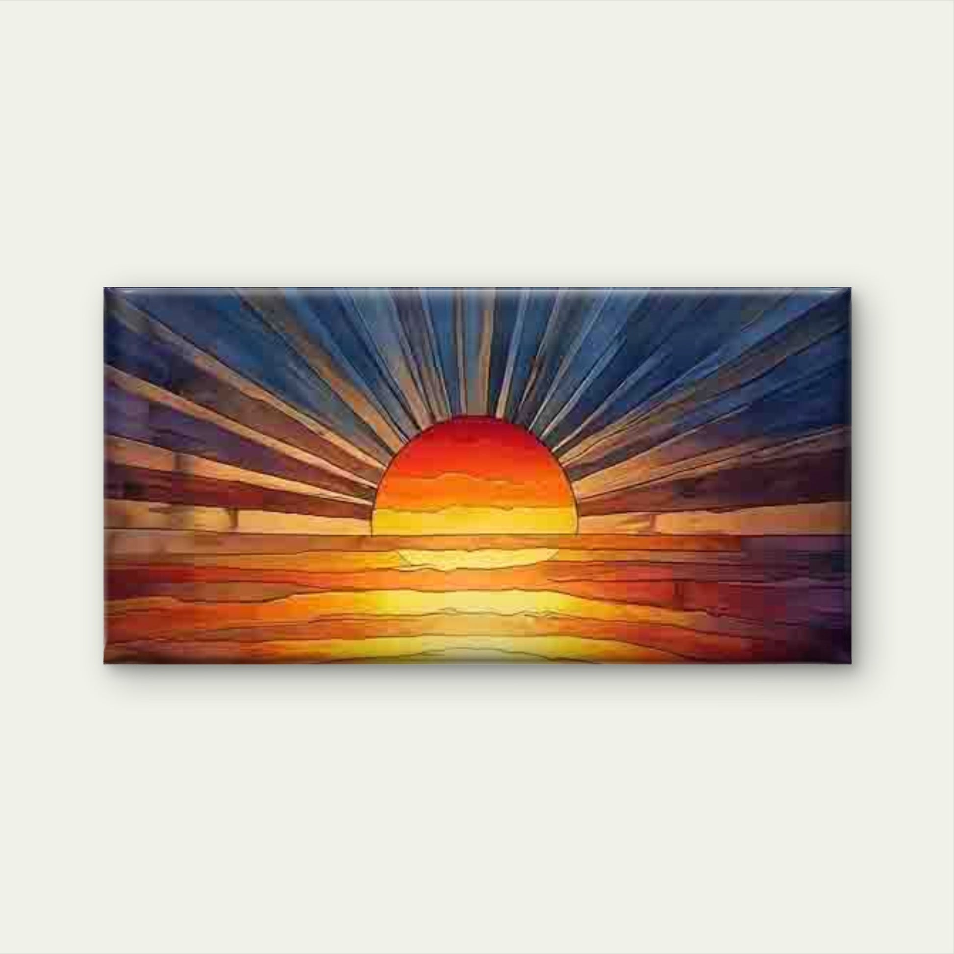 Modern Abstract Sunset Wall Art Canvas Office Home Room Framed 120x60cm - Bella Home Decor