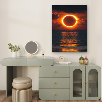 Vibrant Sunset Seascape with Red Circle 40x60cm Metal Print Ready to Hang - Bella Home Decor