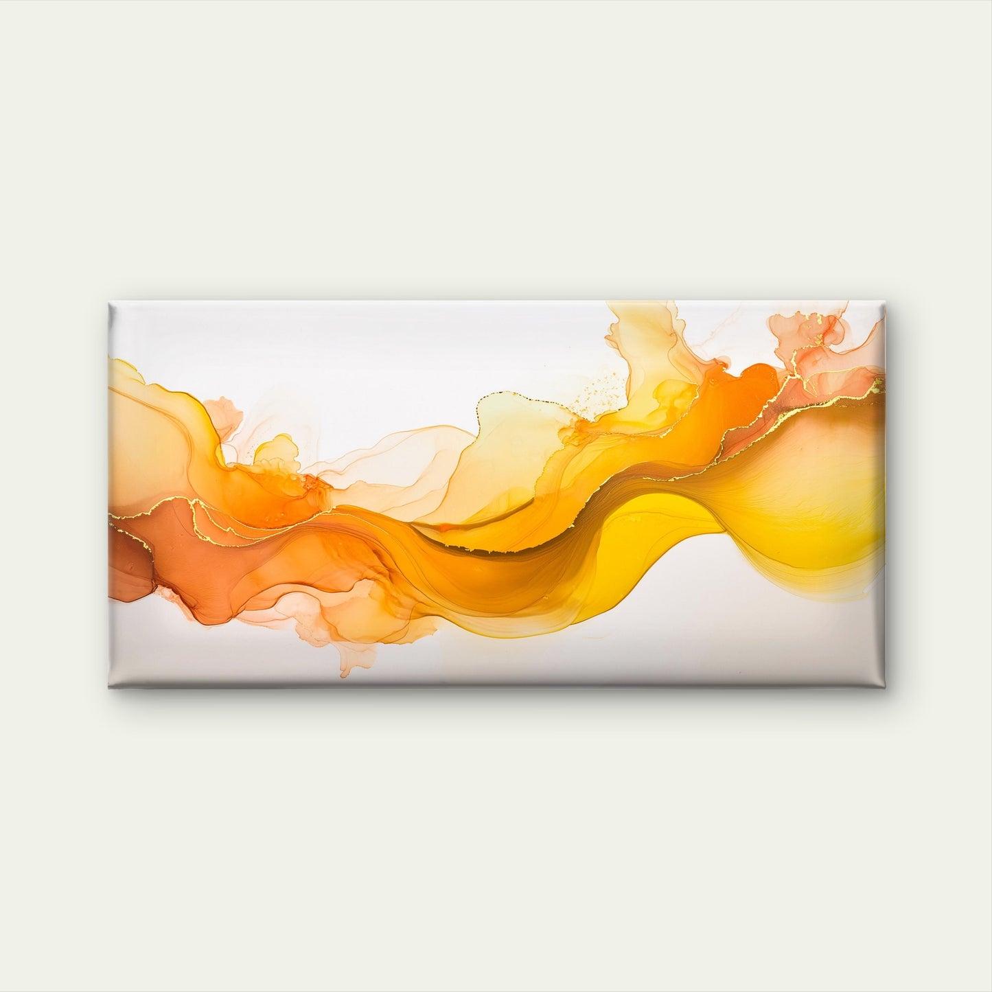Warm Golden Flowing Abstract Wall Art Canvas Office Home Room Framed 120x60cm