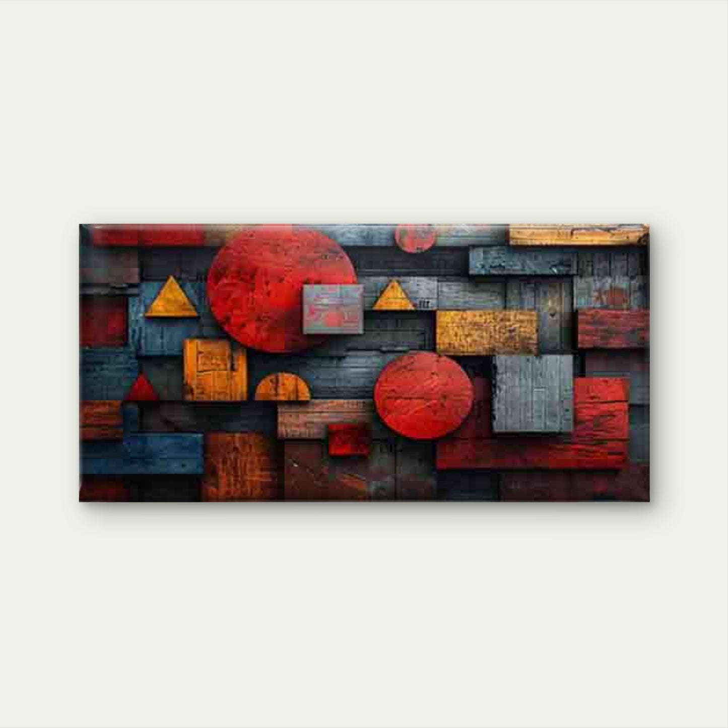 Abstract Geometric Shapes Wall Art Canvas Office Home Room Framed 120x60cm - Bella Home Decor