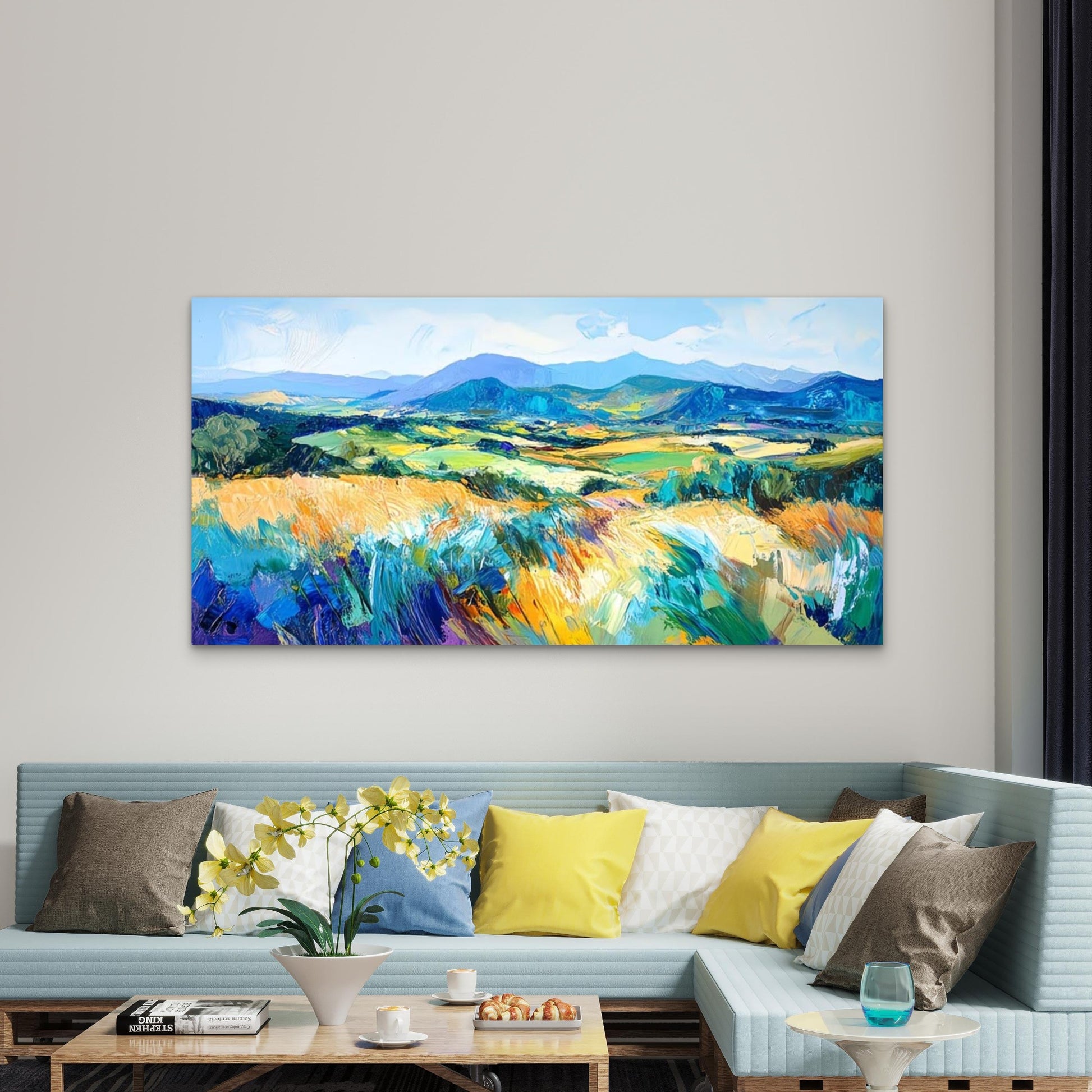 Abstract Landscape Mountain Wall Art Canvas Office Home Room Framed 120x60cm - Bella Home Decor