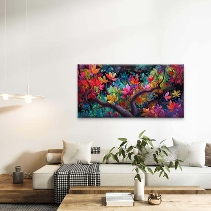 Vibrant Flowers And Branches Wall Art Canvas Office Home Room Framed 120x60cm - Bella Home Decor