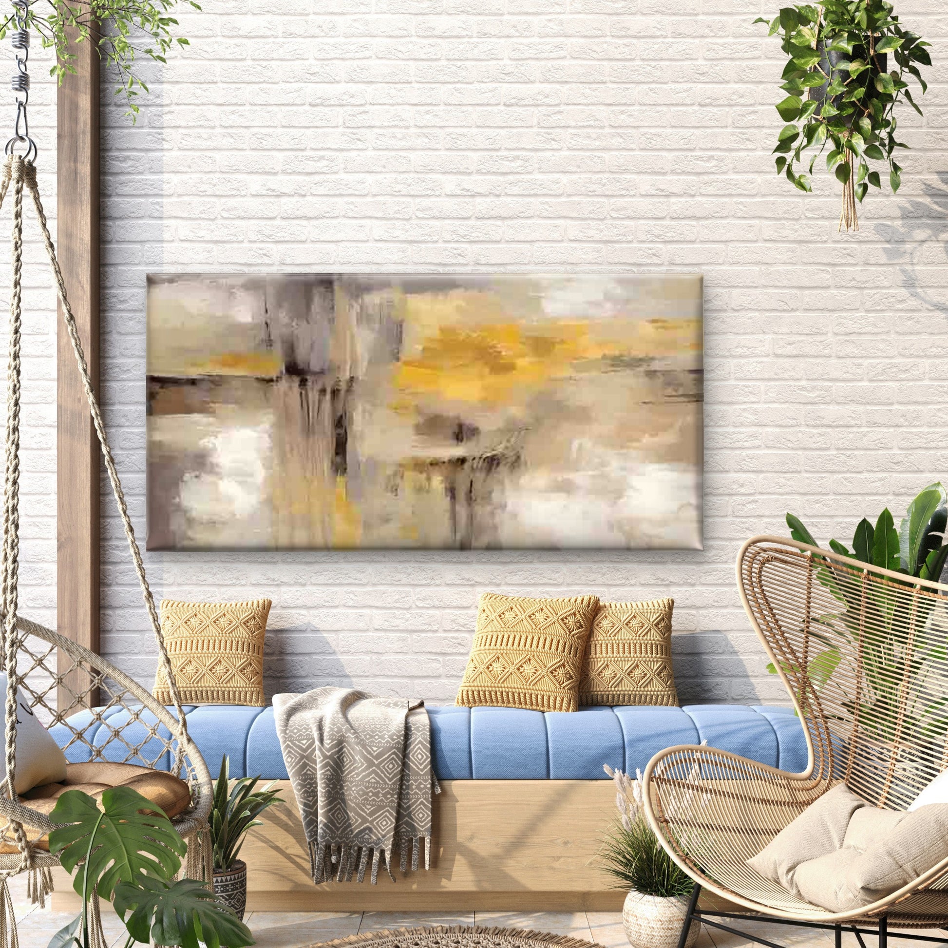 Modern Abstract Minimalist Wall Art Canvas Office Home Room Framed 120x60cm - Bella Home Decor