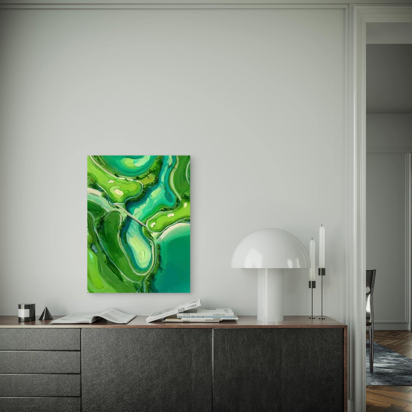 Green Golf Course from Above Abstract 60x90cm Metal Print Ready to Hang