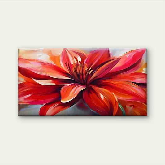 Red Floral Minimalist Nordic Wall Art Canvas Office Home Room Framed 120x60cm