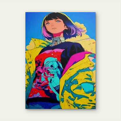 Anime Girl - Modern Manga 60x90cm Metal Print Ready to Hang - Bella Home Decor