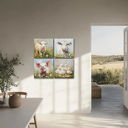 4pcs Reusable Rustic Farmhous   Wall Art Canvas Framed - Bella Home Decor