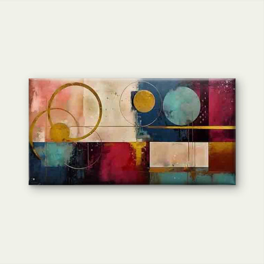 Minimalist Circles & Squares Wall Art Canvas Office Home Room Framed 120x60cm