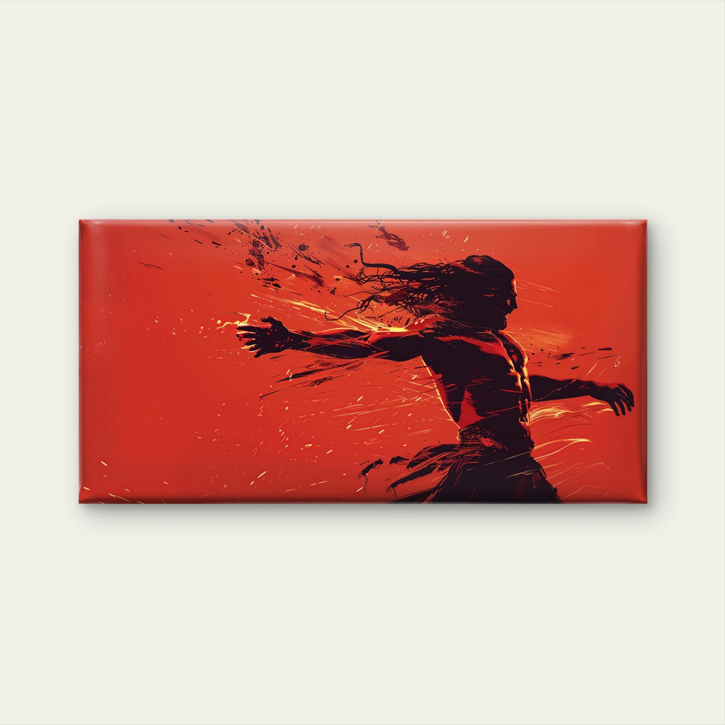Stylized Figure With Flowing Hair Engaged Wall Art Canvas Office Home Room Framed 120x60cm
