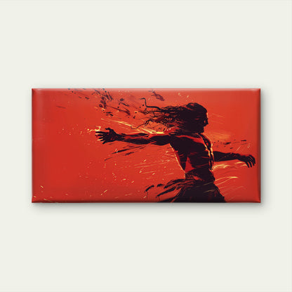 Stylized Figure With Flowing Hair Engaged Wall Art Canvas Office Home Room Framed 120x60cm