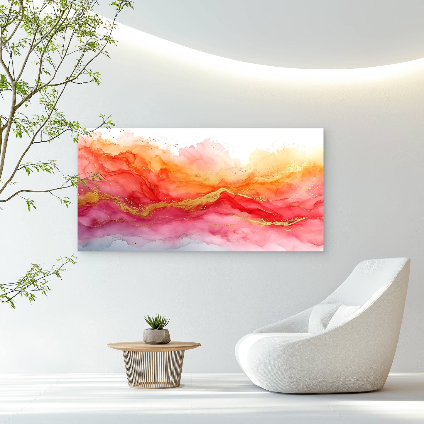 Golden Veins Crimson Sky Wall Art Canvas Office Home Room Framed 120x60cm