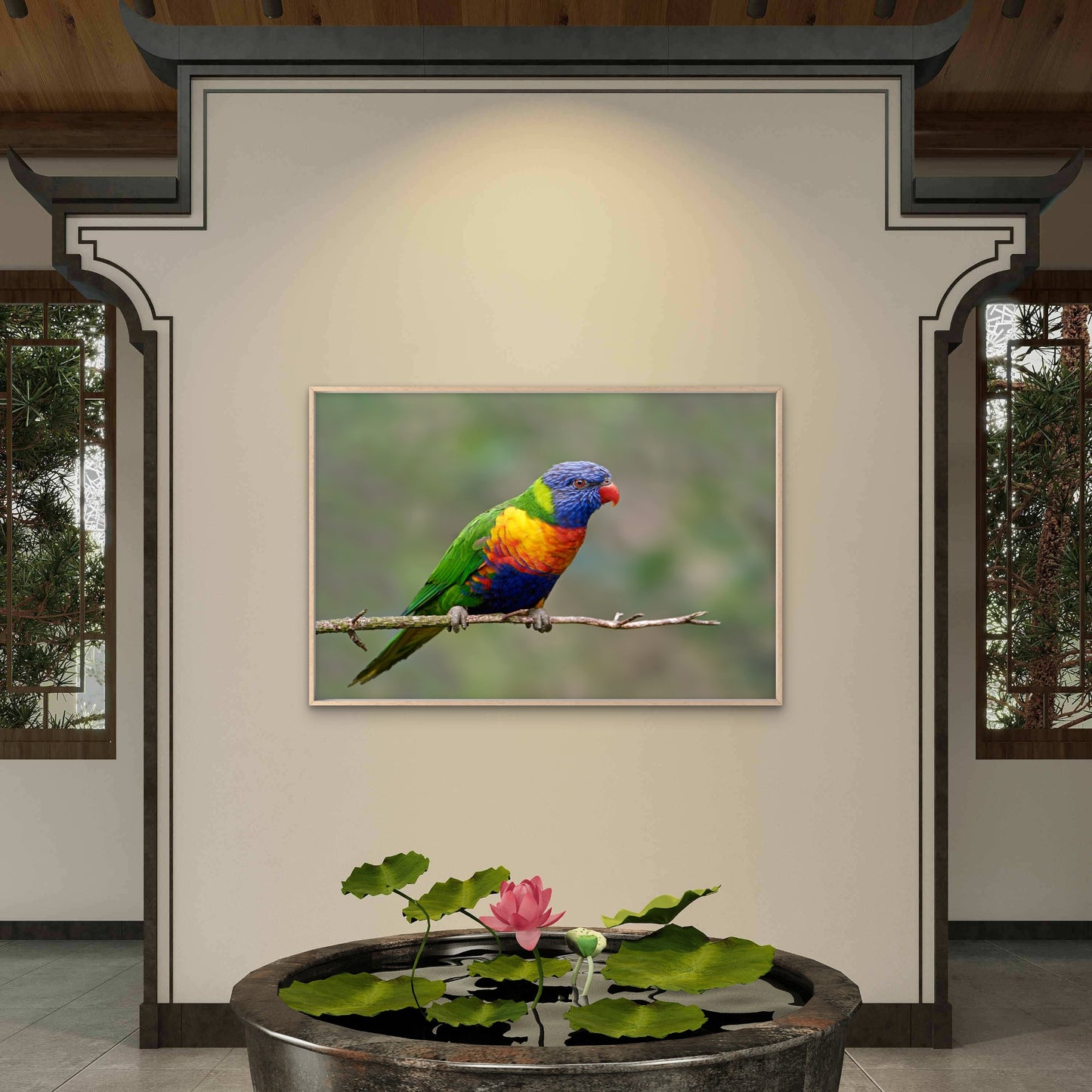 World Famous Vibrant Rainbow Lorikeet Avian Wildlife Ecosystem Australia  Wall Art Decor 100% Australian Made