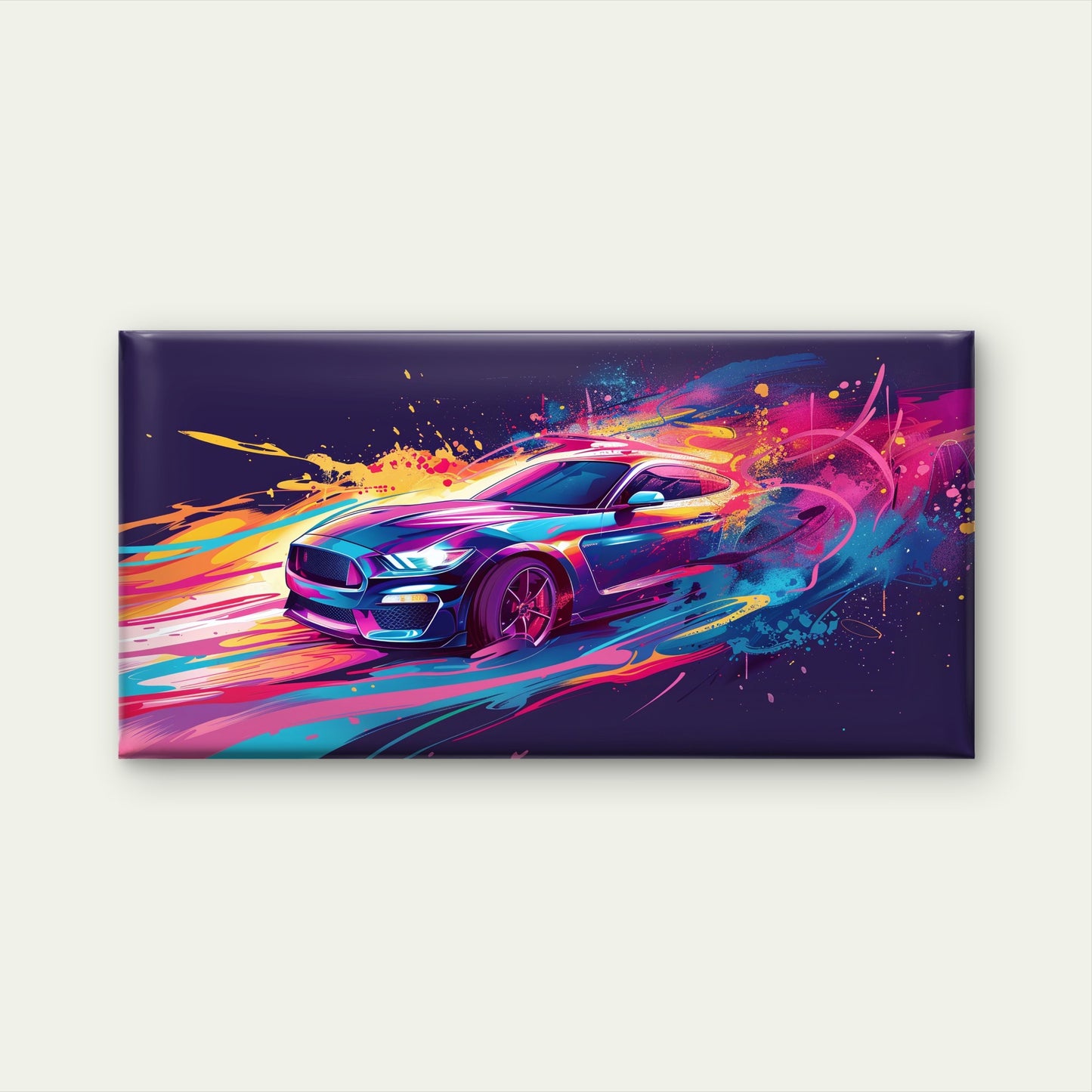 Vibrant Ford Mustang Speed Wall Art Canvas Office Home Room Framed 120x60cm