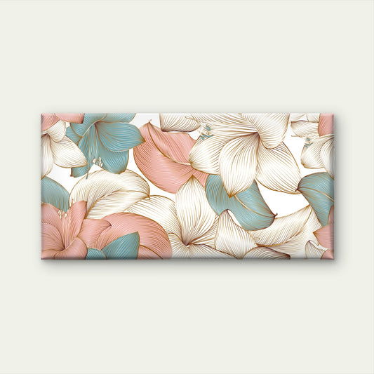 Pink Teal Gold Line Lily Wall Art Canvas Office Home Room Framed 120x60cm