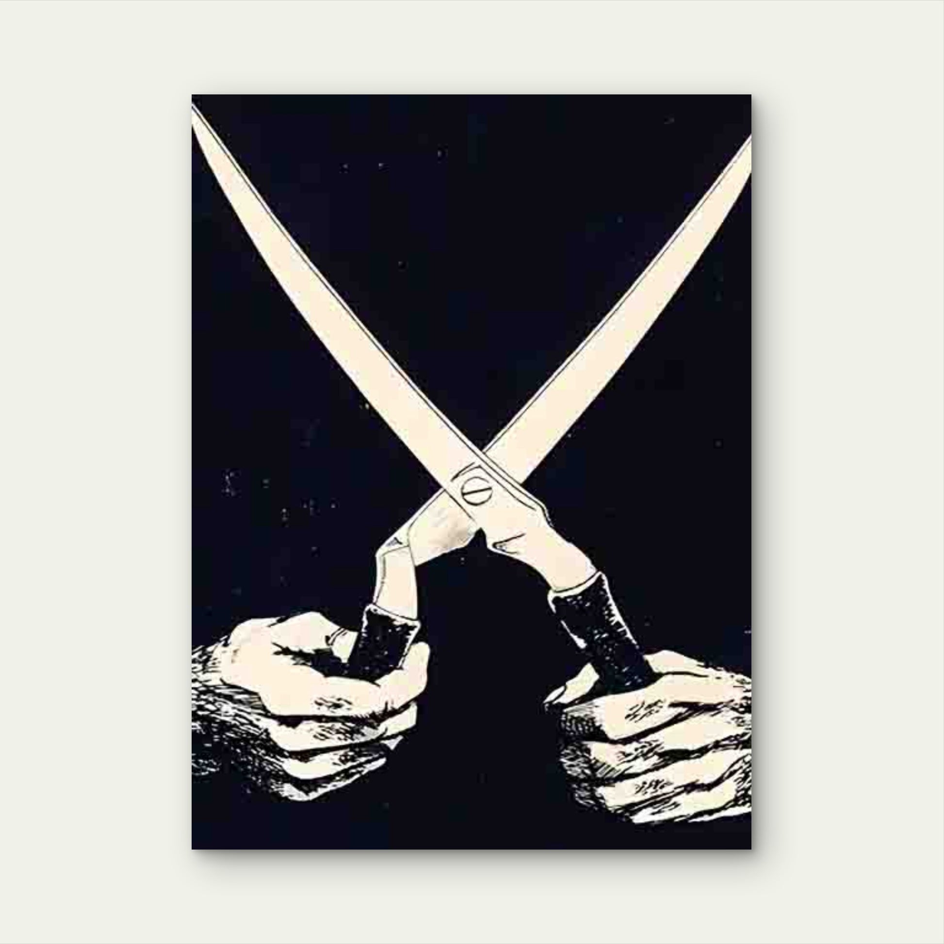 Bohemian Punk Art Cross Scissor Palm 60x90cm Metal Print Ready to Hang - Bella Home Decor